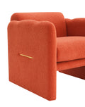 Arm Chair With Waved Arms, Metal Decoration On Both Side Arms, Accent Chair For Primary Living Space, Living Room, Bedroom, Teddy Fabric, Orange Orange Primary Living Space Modern Foam Plywood