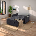 Stylish Black Pull Out Sofa Bed With Woven Polyester Fabric & Solid Wood Frame Black Polyester 2 Seat