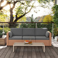 Outsunny Wicker Patio Couch, Pe Rattan 3 Seat Sofa, Outdoor Furniture With Deep Seating, Cushions, Steel Frame, Sand Brown Steel