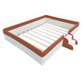 King Size Upholstered Daybed Frame With Fence And Stairs, Brown White King Brown White Mdf Lvl