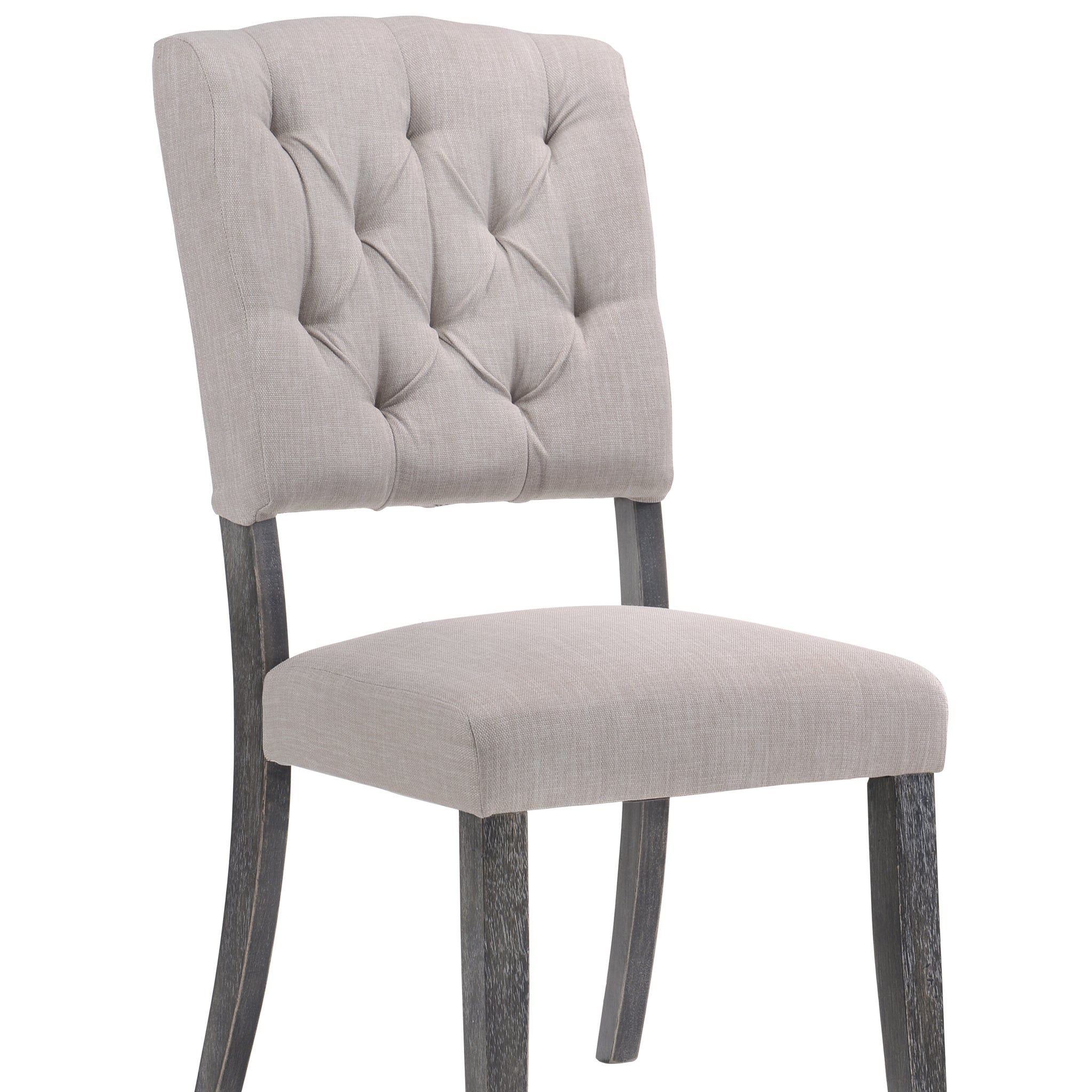 Bernard Beige Linen & Weathered Gray Oak Finish Side Chair Set Of 2 Beige,Gray Linen,Synthetic Wood