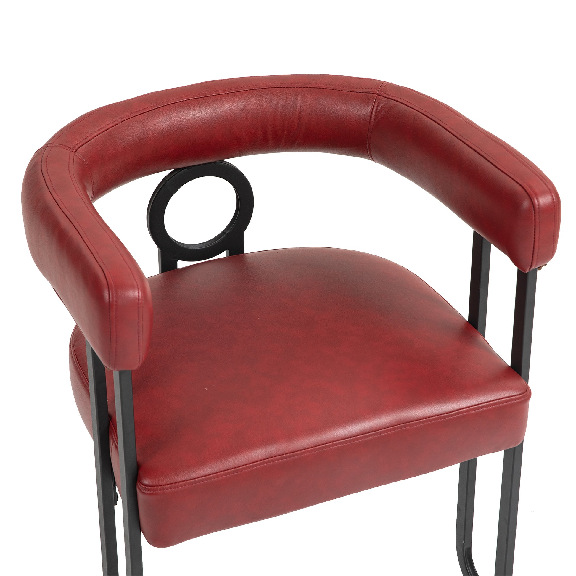 Coolmore Contemporary Designed Pu Fabric Upholstered Accent Dining Chair Barrel Side Chairs Kitchen Armchair For Living Room Set Of 2 Wine Red Pu Wine Red Dining Room Foam Pu Leather