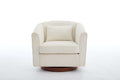 Swivel Accent Chair For Living Room, Sofa Chairs With Wood Base Side, Comfy Swivel Accent Chair With Wide Upholstered, For Living Room White Foam Chenille
