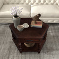 2 Tier Retro Hexagon Living Room Solid Wood Coffee Table With Shelf & Drawer, 36'' Mid Century Center Coffee Table For Living Room, Office. Light Espresso Light Espresso Pine