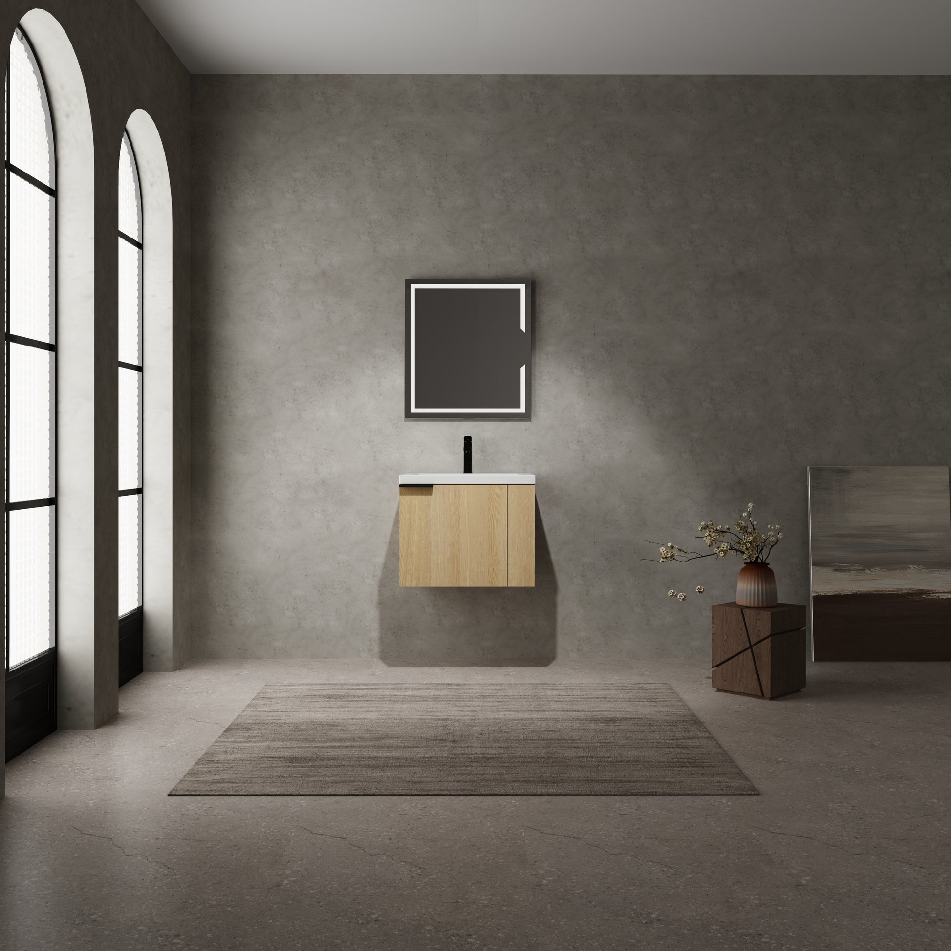 24 "Bathroom Vanity Sink Combo For Big Space,Modern Bathroom Cabinet Cabinet Combination, Bathroom Sink Cabinet Set, Oak Composable Oak Bathroom American Design Engineered Wood