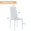 Grid Armless High Backrest Dining Chair, 6 Piece Set Of White Chairs And Plated Silver Legs, Office Chair. Suitable For Restaurants, Living Rooms, Kitchens, And Offices. 0924 White Foam Pu