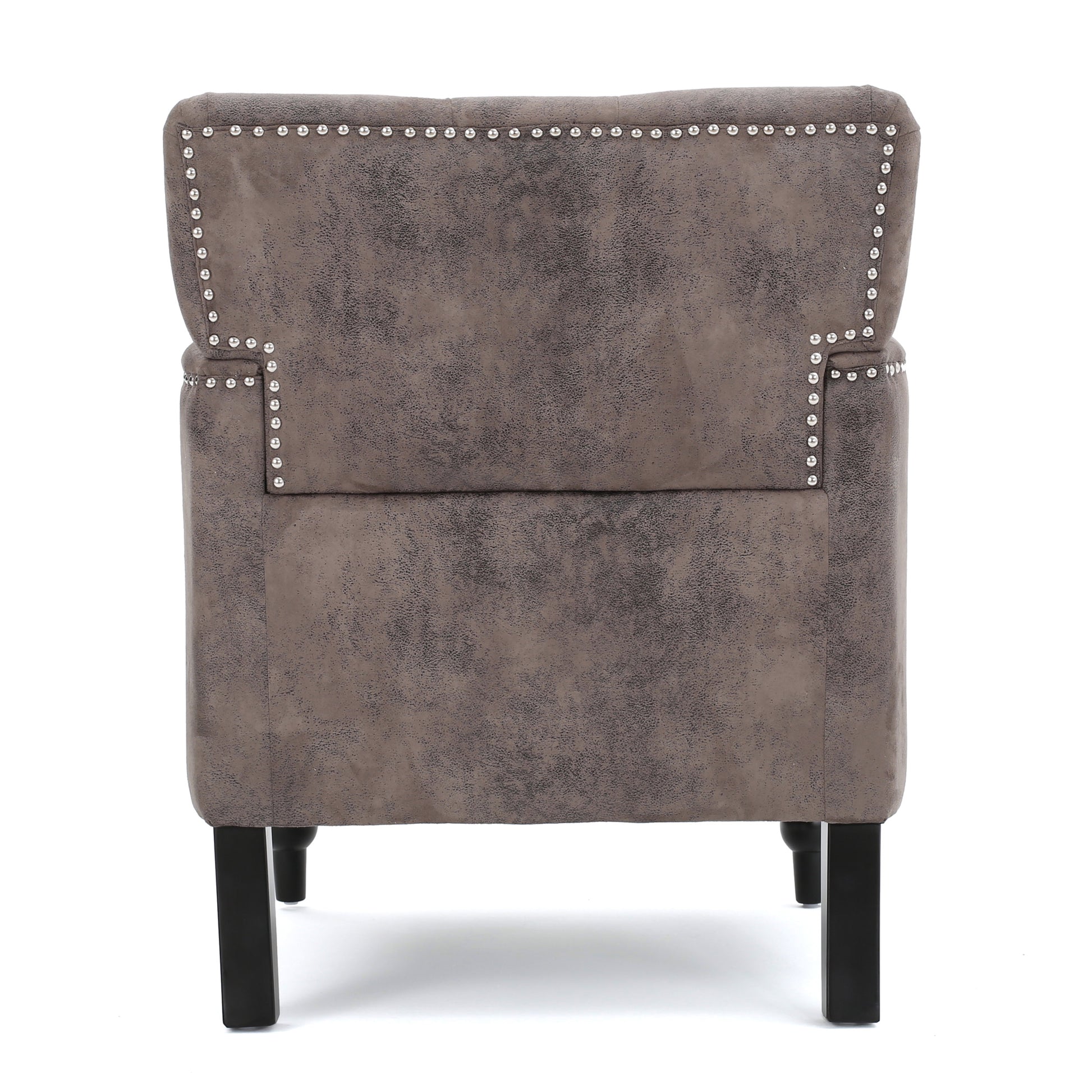 Harrison Tufted Club Chair Grey Brown Microfiber 1 Seat