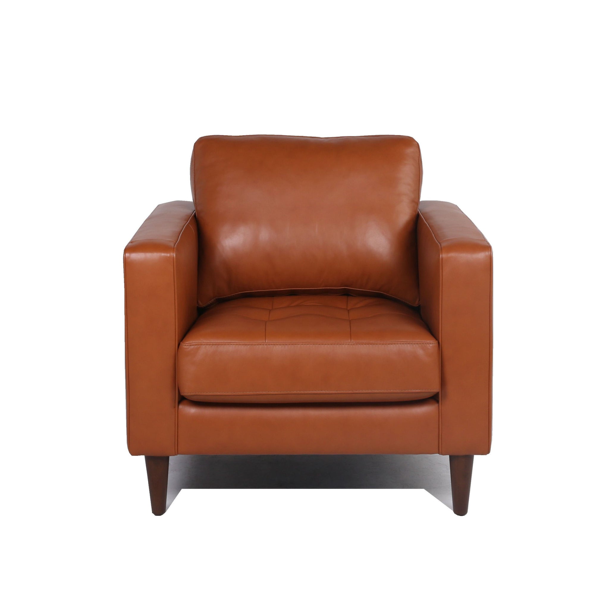 Mid Century Tufted Leather Chair Cognac Leather