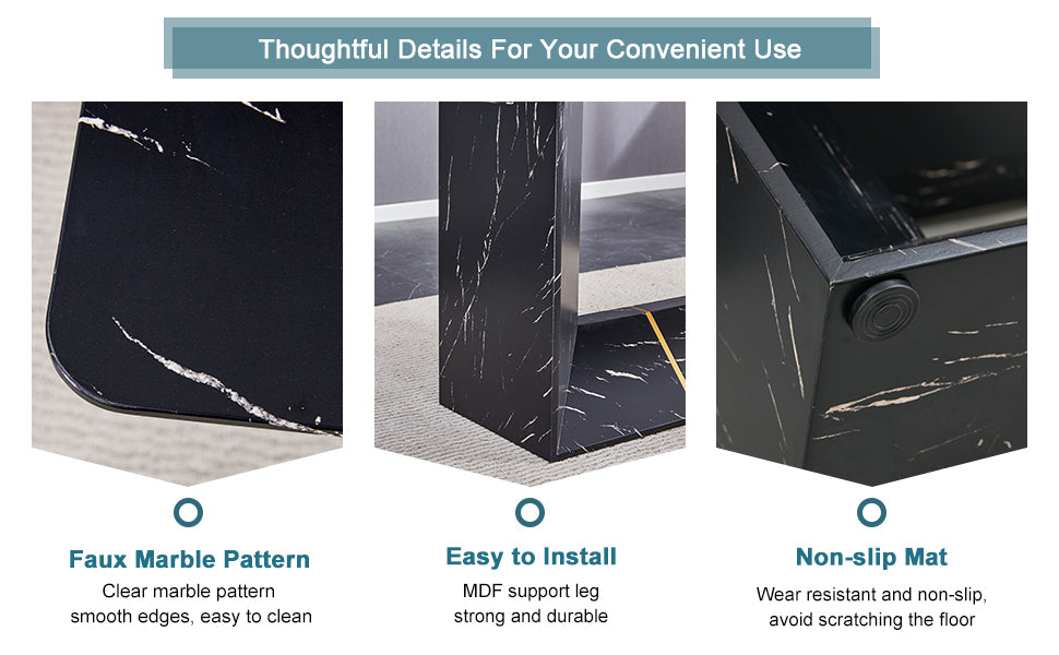 Table And Chair Set.This Modern Dining Table With Mdf Marbled Design Gives You A Luxurious And Elegant Feel.Paired With Multiple Chairs With Pu Artificial Leather Backrest Cushions And Black Legs. Black Seats 6 Mdf