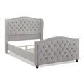Marcella Upholstered Shelter Headboard Bed Set, Queen, Silver Grey Polyester Box Spring Required Queen Silver Grey Wood Foam Polyester Polyester