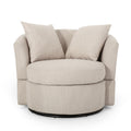 Swivel Club Chair Beige Brown Fabric