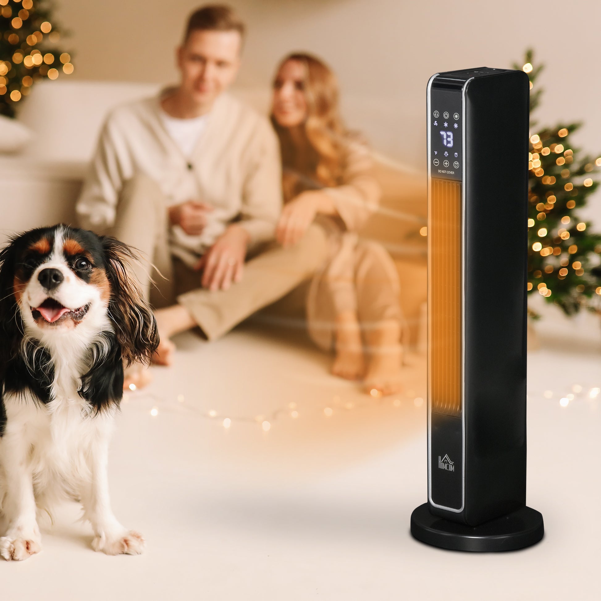 Homcom 2 In 1 Portable Electric Tower Heater, Oscillating Space Heater For Indoor Use With Remote Control, 8H Timer, Three Heating Modes High, Low, Fan , 750W 1500W, Black Black Plastic