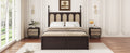 Queen Size Rattan Platform Bed With With 2 Big Drawers, T Size Trundle, Espresso Queen Espresso Plywood