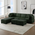 Adjustable Arms And Backs Sectional Sofa, Modern Sectional Couch U Shaped Sofa Couch With Storage Ottoman, Sofa With Convertible Chaise Green Green Polyester 4 Seat