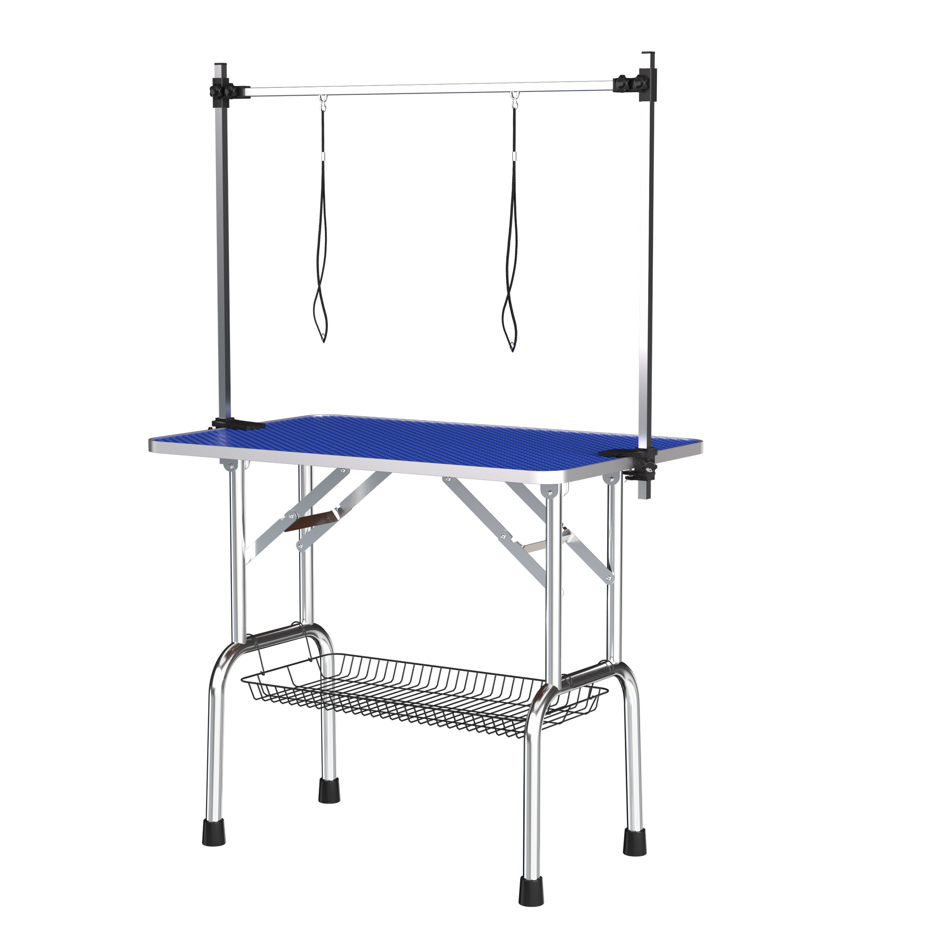 Large Grooming Table For Pet Dog And Cat With Adjustable Arm And Clamps Large Heavy Duty Animal Grooming Table, 42'' Blue Blue Stainless Steel