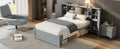 Twin Size Platform Bed With Storage Headboard And Lockers, Gray Twin Box Spring Not Required Gray Wood Bedroom Solid Wood Mdf