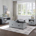 Dove Grey Storage End Table Grey Primary Living Space Poplar Drawers Rectangular Wood