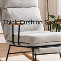 Modern Teddy Gliding Rocking Chair With High Back, Retractable Footrest, And Adjustable Back Angle For Nursery, Living Room, And Bedroom Grey Fabric