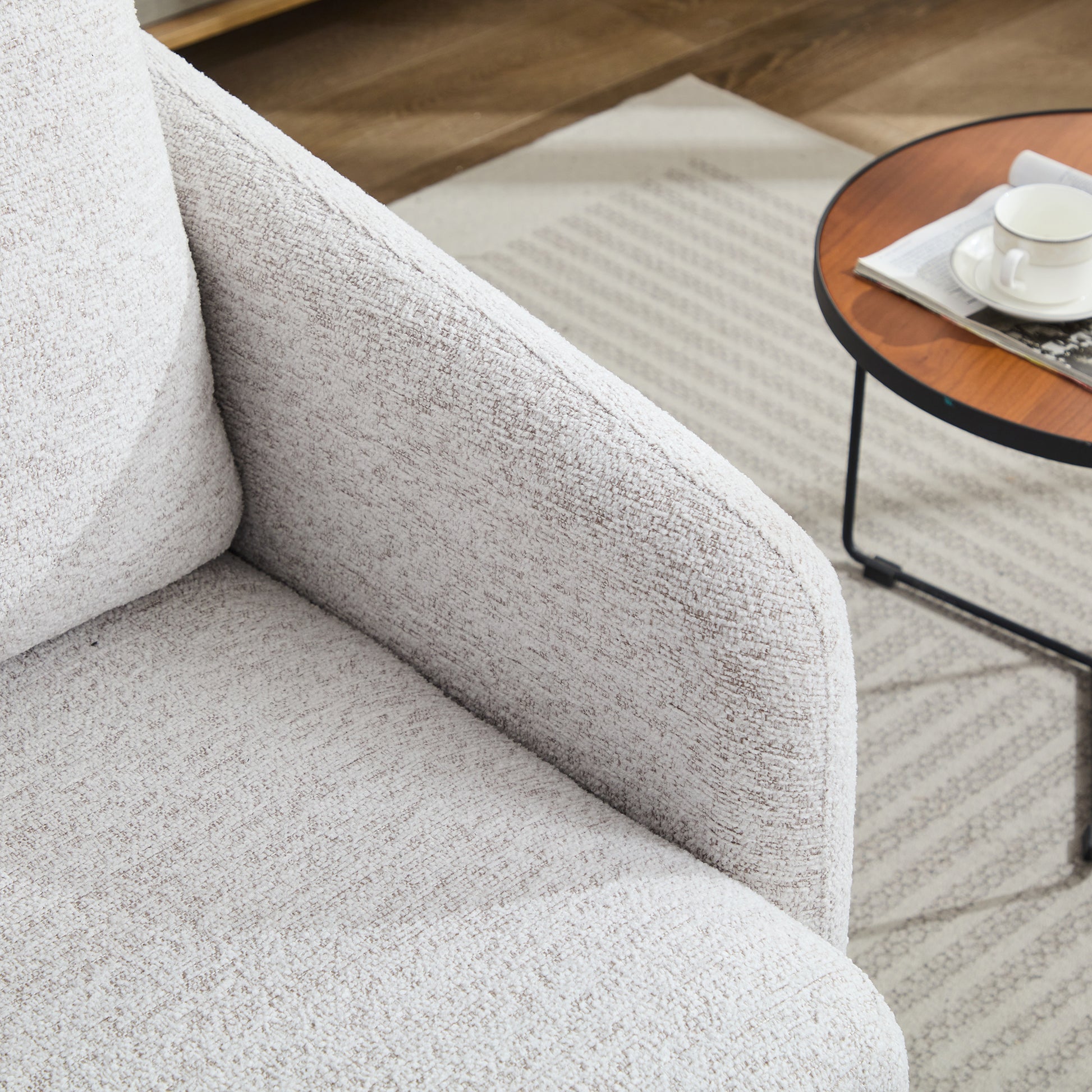 31.5"W Swivel Accent Chair And Comfy Round Accent Single Sofa Chair, 360 Degree Club Chair, Lounge Armchair For Living Room,Bedroom.Nursery.Beige Chenille Beige Chenille