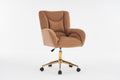 005 Velvet Fabric 360 Swivel Home Office Chair With Gold Metal Base And Universal Wheels,Coffee Solid Coffee Office Sponge Wipe Clean Modern Office Chairs Tufted Back Foam Swivel Velvet