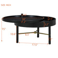 Modern Round Wood Rotating Tray Coffee Table With Storage & Metal Legs In Black Black Metal,Rubber Wood
