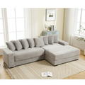 Arrived Oversized Two Piece Couches, L Shaped Sofa, Corduroy, Right Chaise Daybed,With Armrests,Eight Throw Pillows,Corner Sofa,Easy To Assemble, Gray Gray Polyester Wood Primary Living Space Medium Soft Pillow Back Modern Square Arms Wood 3 Seat