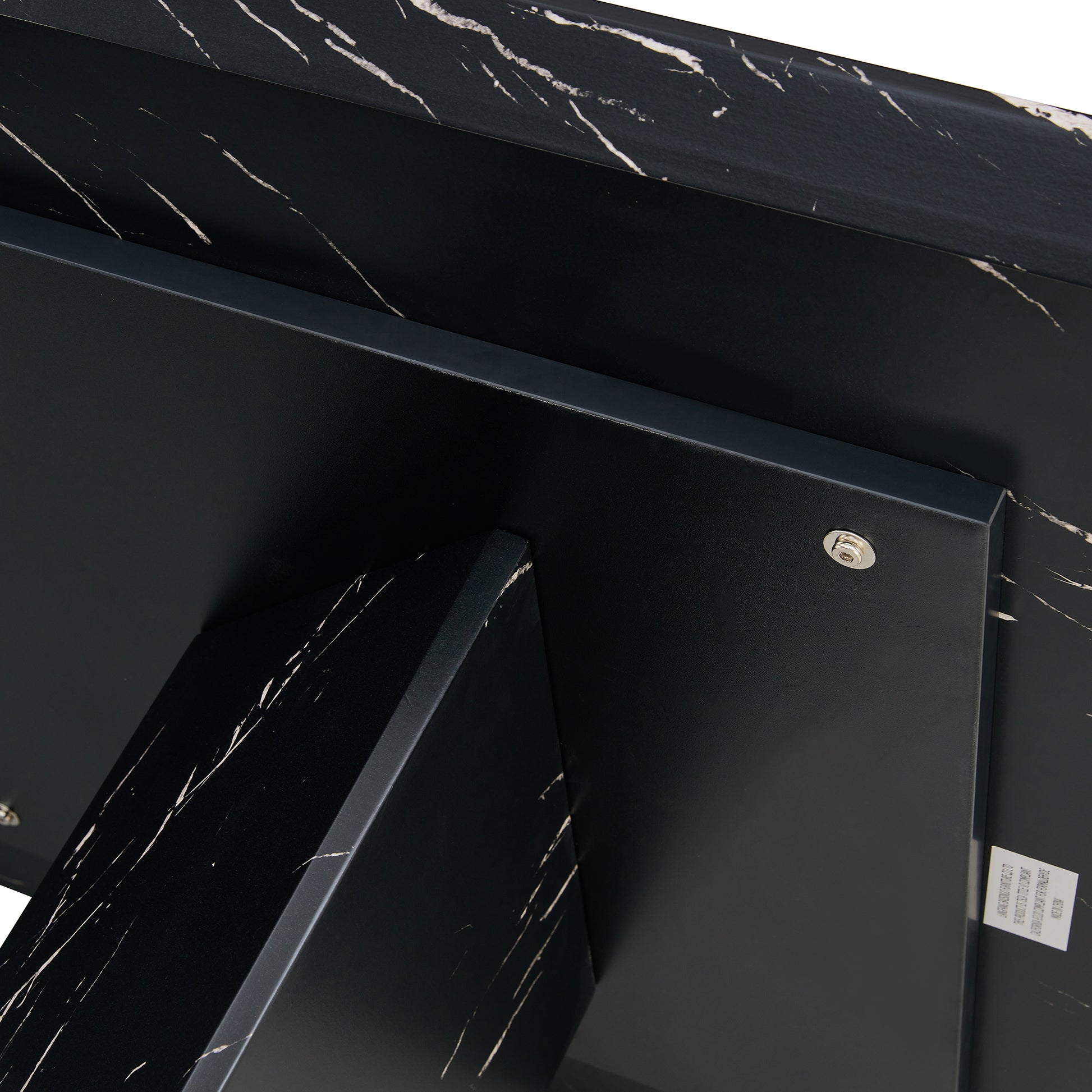 This Modern Dining Table With Mdf Marbled Design Gives You A Luxurious And Elegant Feel, Adding A Touch Of Elegance Whether It Is A Family Dinner Or Entertaining Guests. Black Mdf