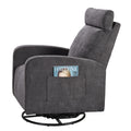 Swivel Upholstered Manual Recliner Chair Theater Recliner Sofa 360 Degree Nursery Glider Rocker For Living Room, Dark Coffee Dark Gray Primary Living Space American Design,American Traditional,Modern Fiber Foam Pads Chenille
