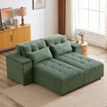 Convertible 3 In 1 Sleeper Sofa And Sectional Sofa With 4 Storage Space For Living Room,Corduroy Couch With 4 Pillows,Corduroy Army Green Corduroy 3 Seat