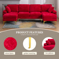 Coolmore U Shape Sectional Sofa With Ottomanreversible Sofa Couch For Living Room,Spacious Furniture,Durable Couch Removable And Machine Washable Cover Red Velvet Red Primary Living Space Foam Velvet 4 Seat