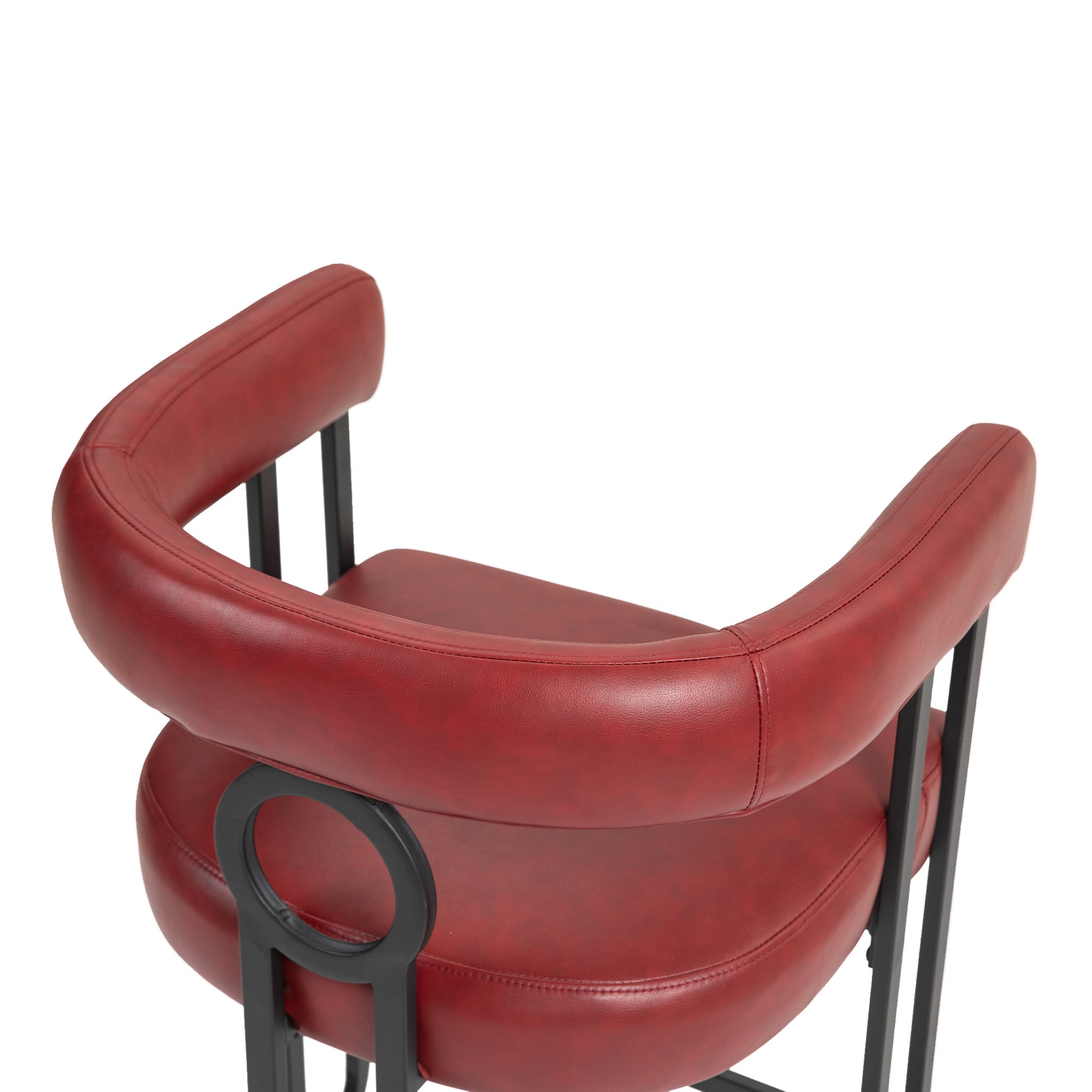 Coolmore Bar Stools Set Of 2, Modern Bar Stool With Back, Black Metal Frames, Upholstered Bar Stools For Kitchen Island, Pub, Club Wine Red Pu Wine Red Dining Room Foam Pu Leather