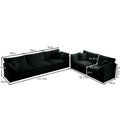 Sofa Set Of 2 Chenille Couch, 2 3 Seater Sofa Set Deep Seat Sofa, Modern Sofa Set For Living Room, Black Chenille Black Chenille 5 Seat