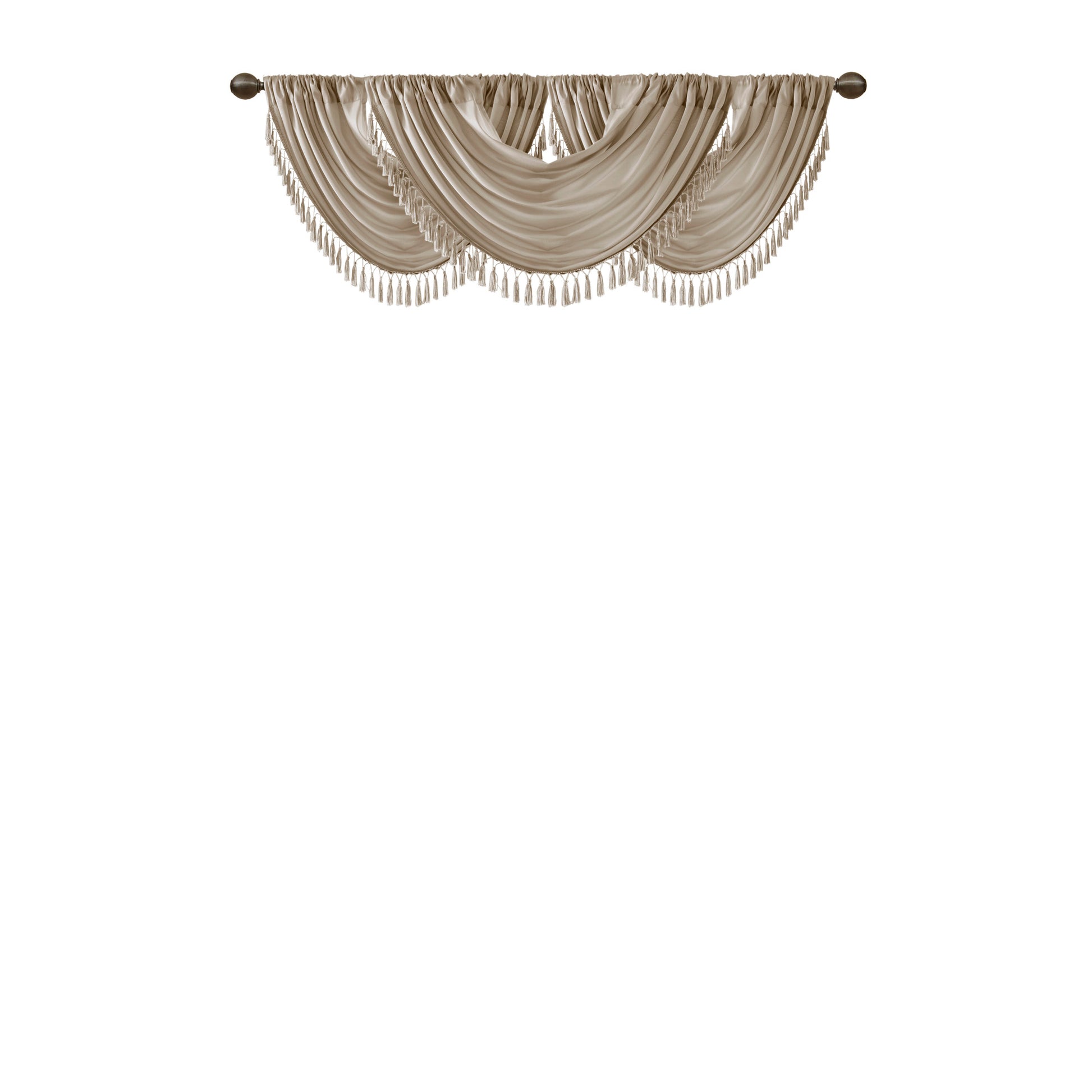 Faux Silk Waterfall Embellished Valance Champagne 38X46" Champagne Polyester