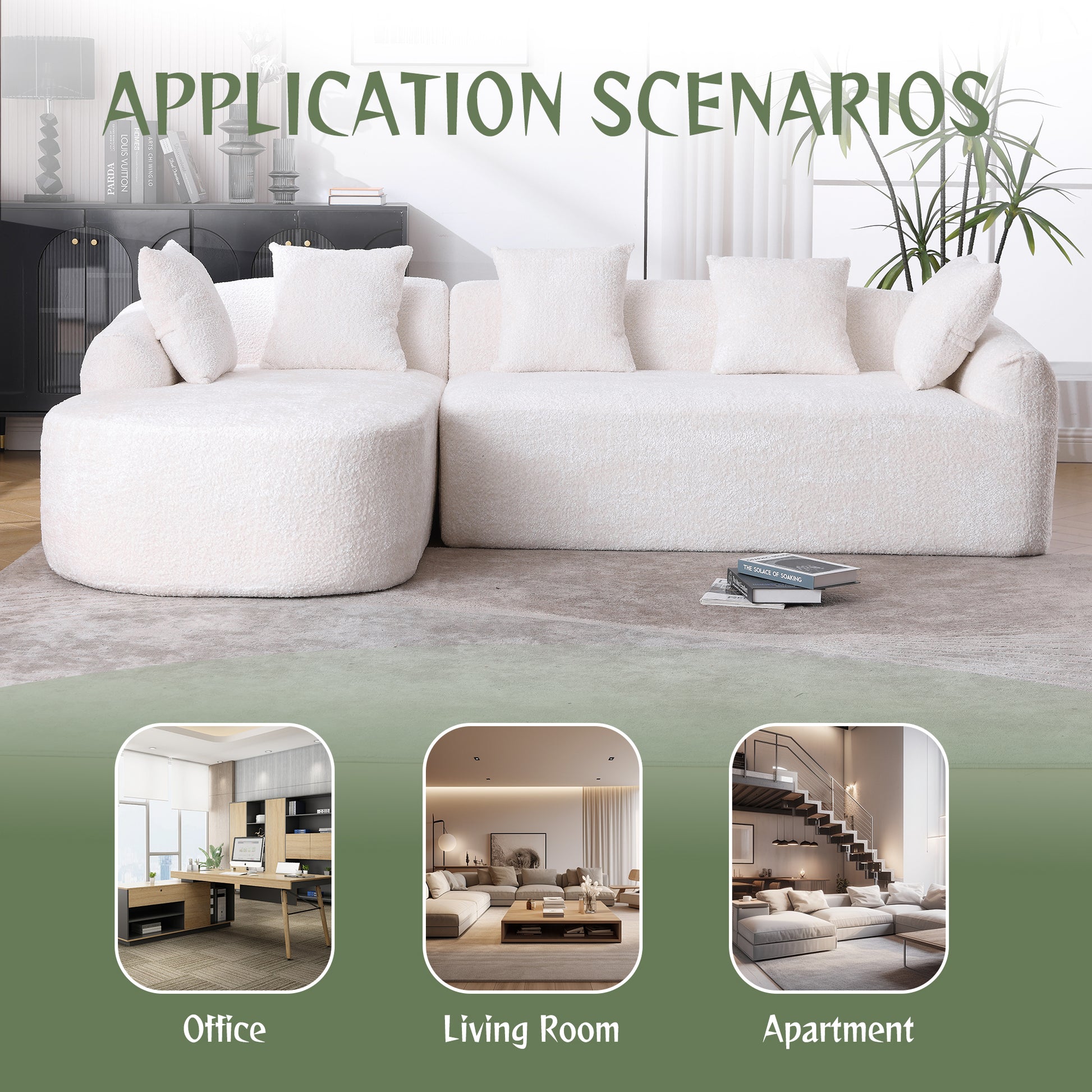 Coolmore Boucle Sofa 3 Seater For Living Room Oversized Comfy Sofa L Shape Sofa Couch With Chaise Home Furniture Sleeper Sectional Sofa For Apartment, Office Left Hand Facing Beige Beige Primary Living Space Foam Boucle 3 Seat