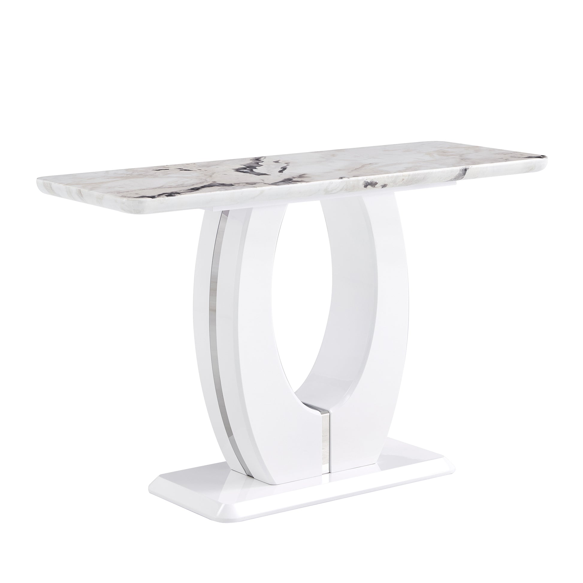 Modern Simple Glossy White Rectangular Counter Bar Table 47.24" X 18.11" X 29.52" For Living Room Bedroom Bedside Entrance House Balcony Office Bathroom. Bt 1280 White Mdf