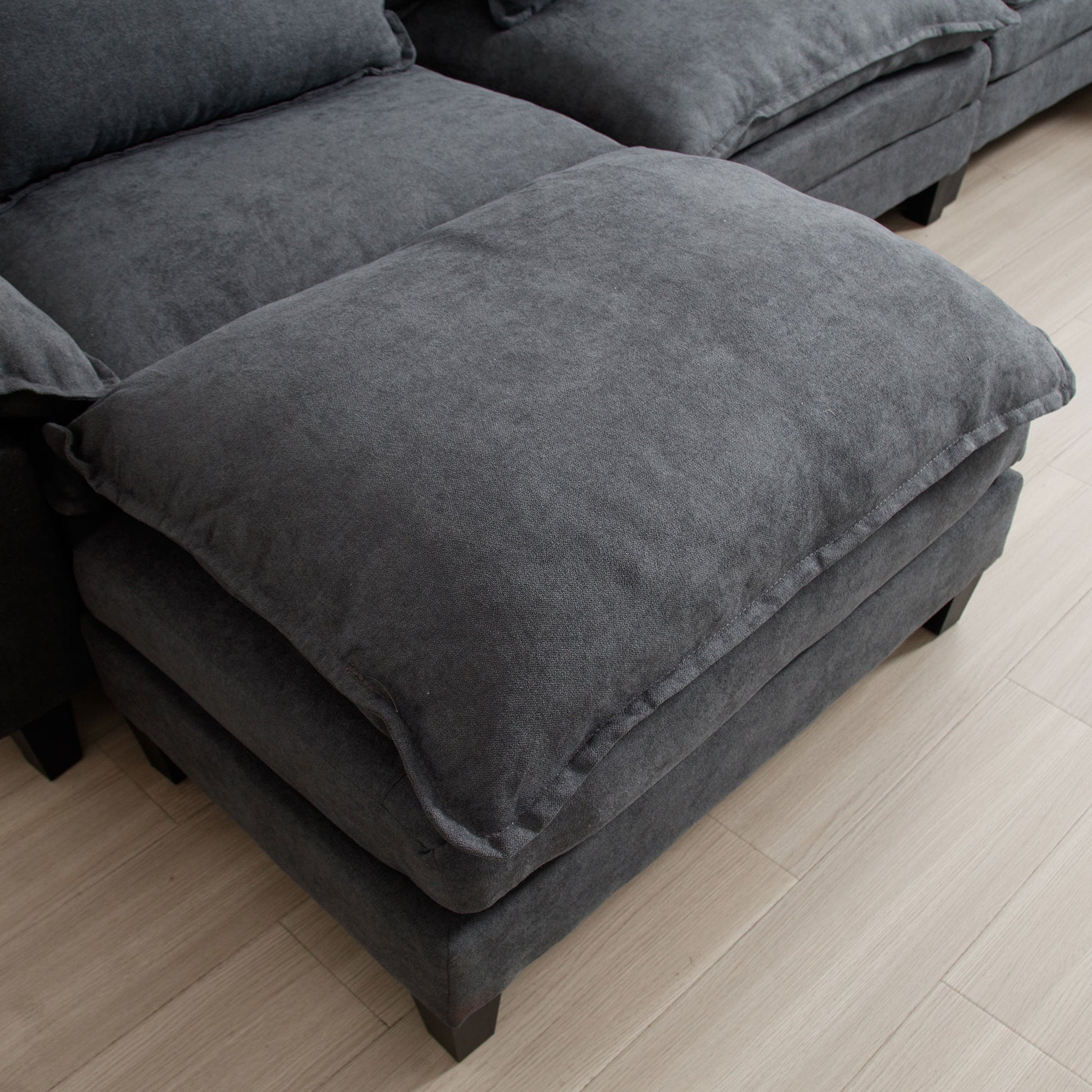 154.8" Oversized Modular Sofaice Velvet Large U Shaped Couch Comfy Upholstered 4 Seat Sofa With 2 Ottoman, 4 Lumbar Pillow, Deep Seat Couch For Living Room Dark Gray Primary Living Space Modern Foam Polyester 6 Seat
