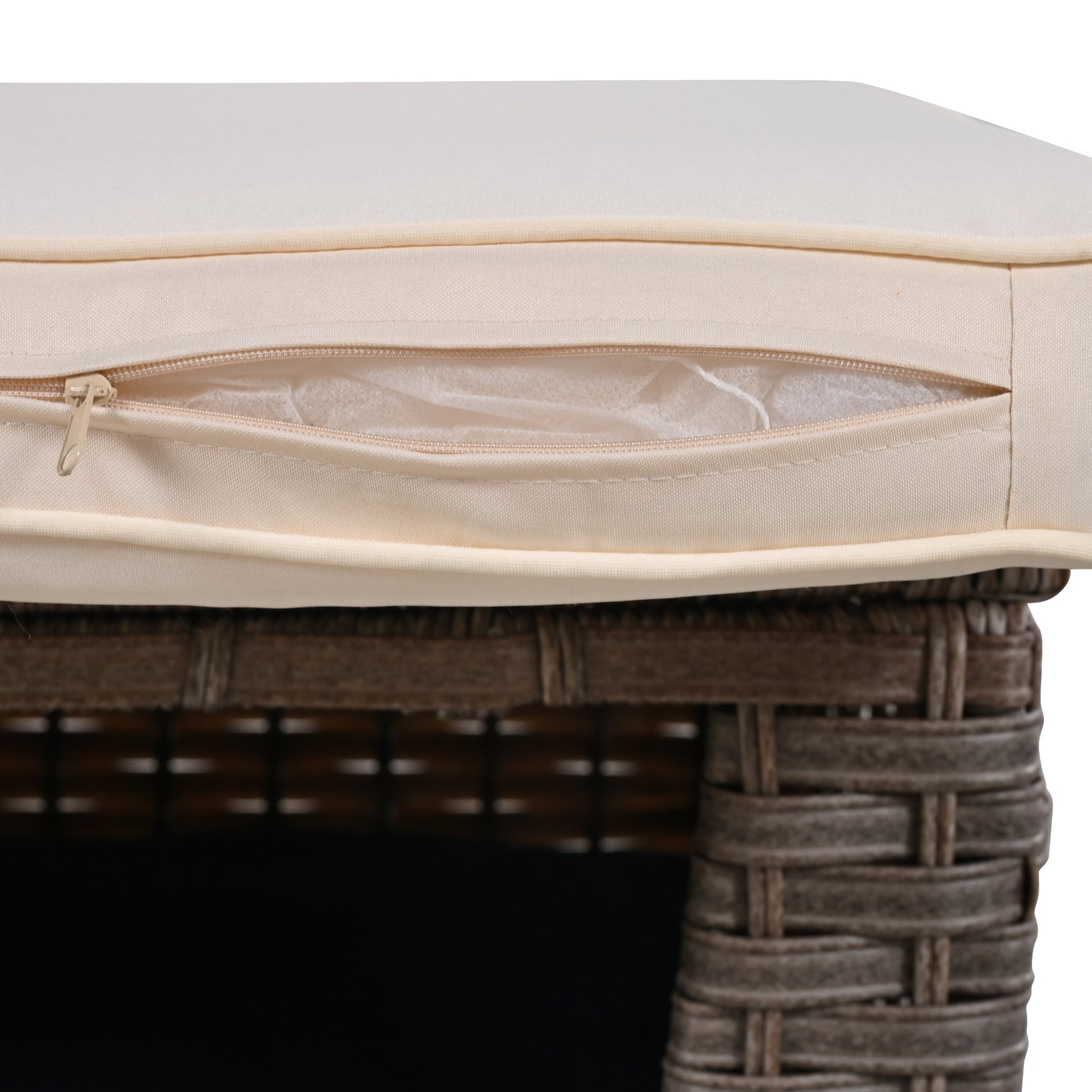 K&K 5 Pieces Outdoor Patio Furniture Set With Pet House Cool Bar And Retractable Side Tray, Rattan Wicker Patio Swivel Rocking Chairs Set Of 2 With Ottomans For Backyard, Porch, Balcony, Beige Yes Rocker & Glider Brown Beige Seats 2 Weather Resistant