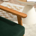 Leisure Chair With Solid Wood Armrest And Feet, Leisure Chair, Wood Frame, Velvet, L, Solid Rubber Wood Legs, Mid Century Modern Accent Chair, For Living Room Bedroom Studio Chair Emerald Corduroy