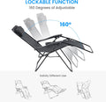 2 Set Zero Gravity Chairs Patio Portable Reclining Folding Lounge Chair Beach Camping Chairs With Pillow And Cup Holder Trays For Garden, Poolside, Black Black Steel