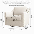 360 Degree Swivel Armchair Cotton Linen Skin Friendly Fabric Ergonomic Design Brass Nail Decorative Armchair Living Room Chairs Bedroom Chairs Living Room Chairs Black Legs Suitable For Indoor Homes White Modern Foam Cotton Linen