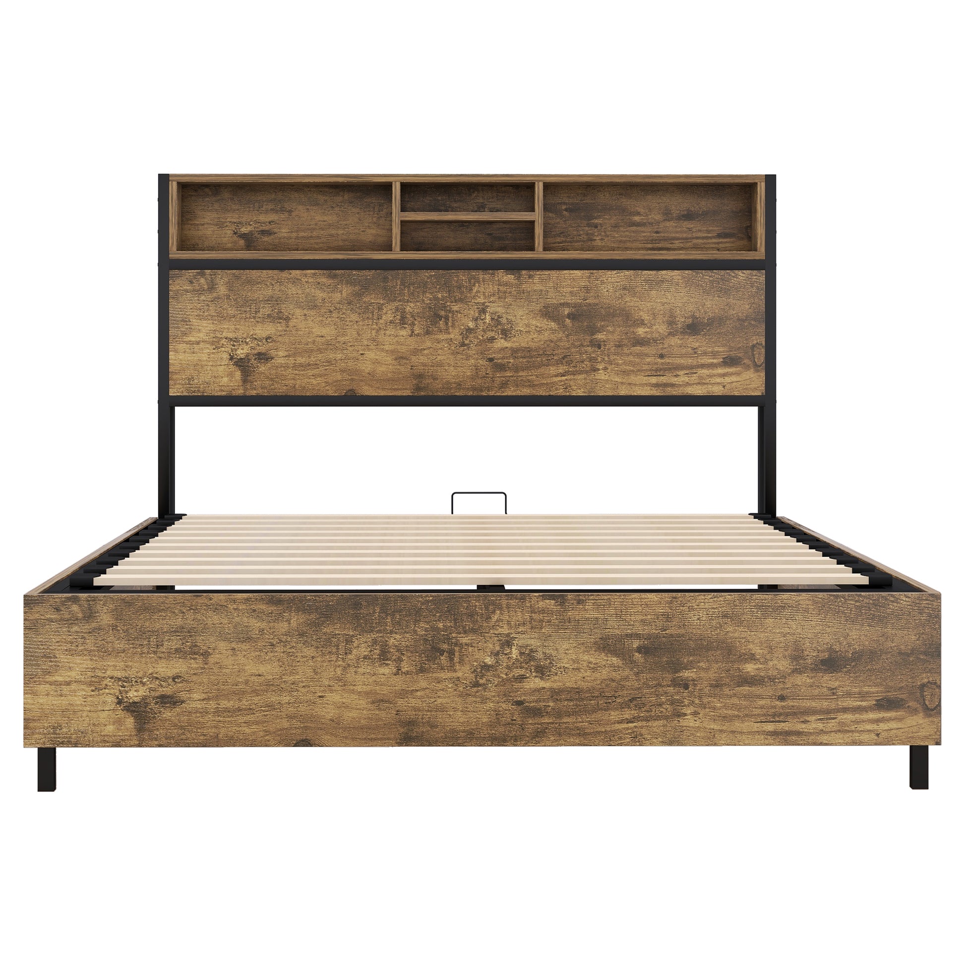 Metal Platform Bed With Underneath Storage, Led And Usb Ports, Full, Black Full Black Mdf Metal