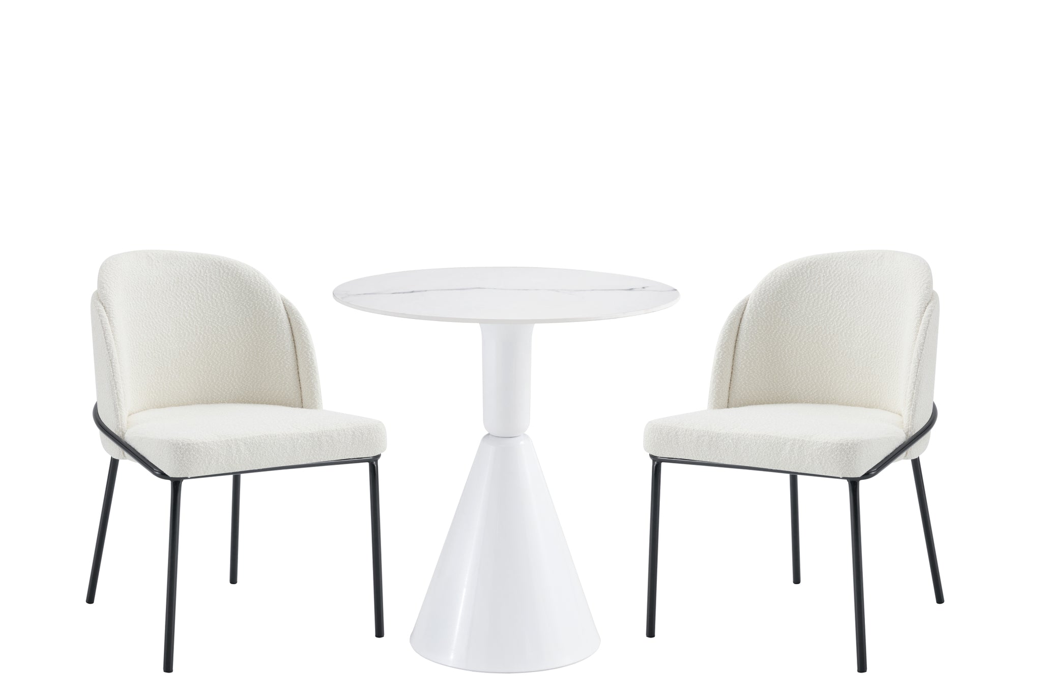 Two Chairs And A Table Set White Mdf Metal