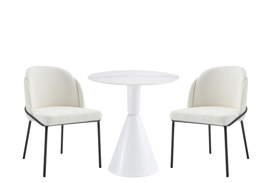 Two Chairs And A Table Set White Mdf Metal