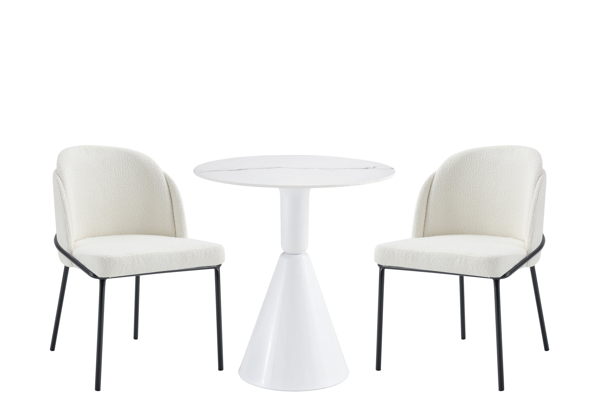 Two Chairs And A Table Set White Mdf Metal