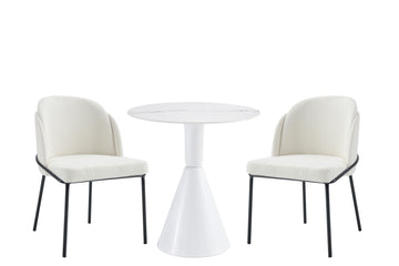 Two Chairs And A Table Set White Mdf Metal