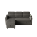 85 Inches Corduroy Sofa Bed, 3 Seater Sleeper Sofa With Storage Chaise, Square Handrail With Two Cup Holder And Usb Charge Port, Pull Out Couch For Living Room Dark Grey Corduroy 3 Seat