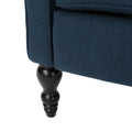 Dark Blue Tufted Fabric Arm Chair Recliner Dark Blue Polyester
