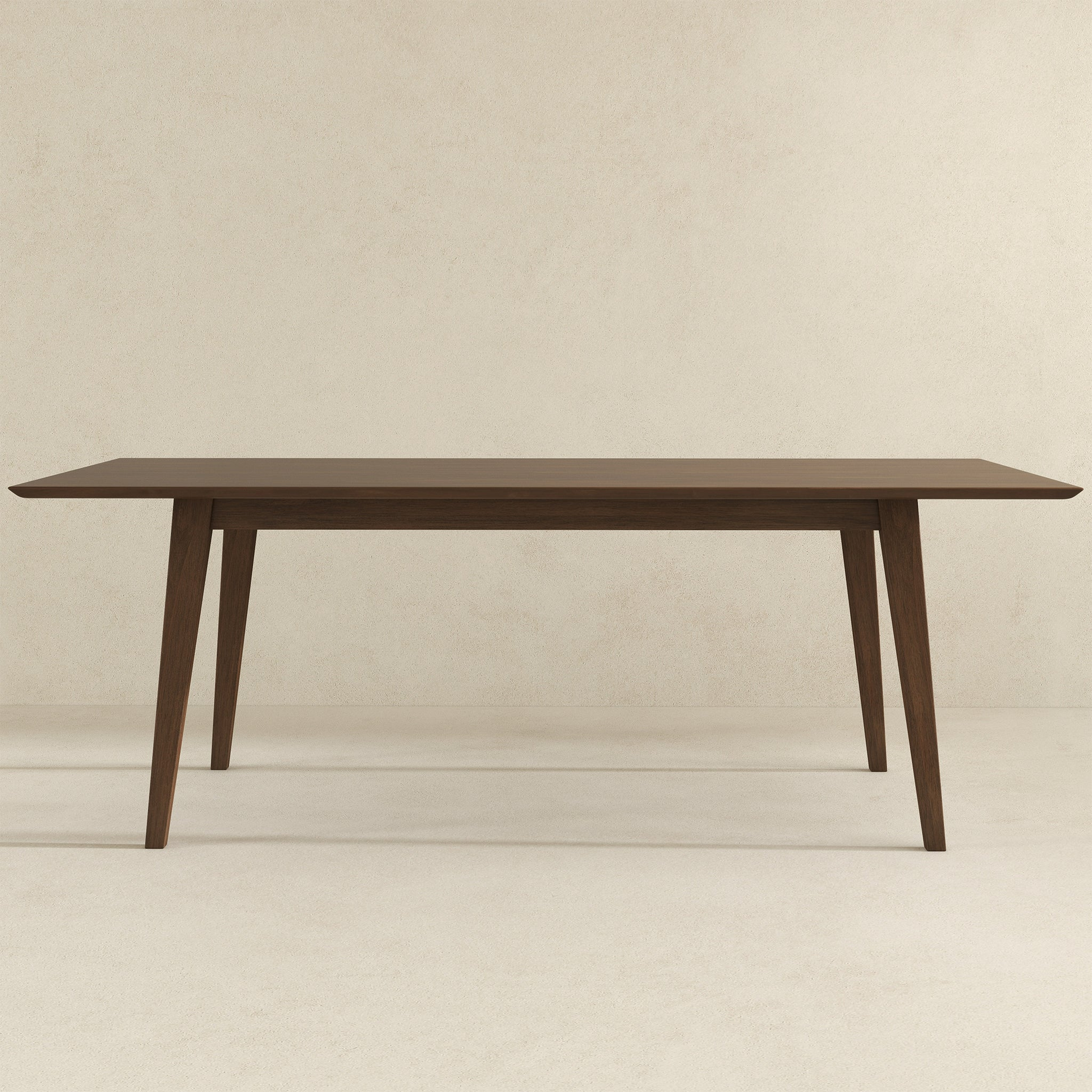 Levi Modern Style Solid Wood Rectangular Dining Kitchen Table 86" Brown Seats 4 Brown Dining Room Mid Century Modern Walnut Rectangular Solid Wood
