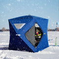 Outsunny 2 4 People Ice Fishing Shelter, Pop Up Portable Ice Fishing Tent With Carry Bag, Two Doors, Windows And Vents, Ice Shanty For Winter Fishing, Blue Blue Fabric