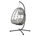Egg Chair With Stand Indoor Outdoor Swing Chair Patio Wicker Hanging Egg Chair Hanging Basket Chair With Stand For Bedroom Living Room Balcony Gray Steel